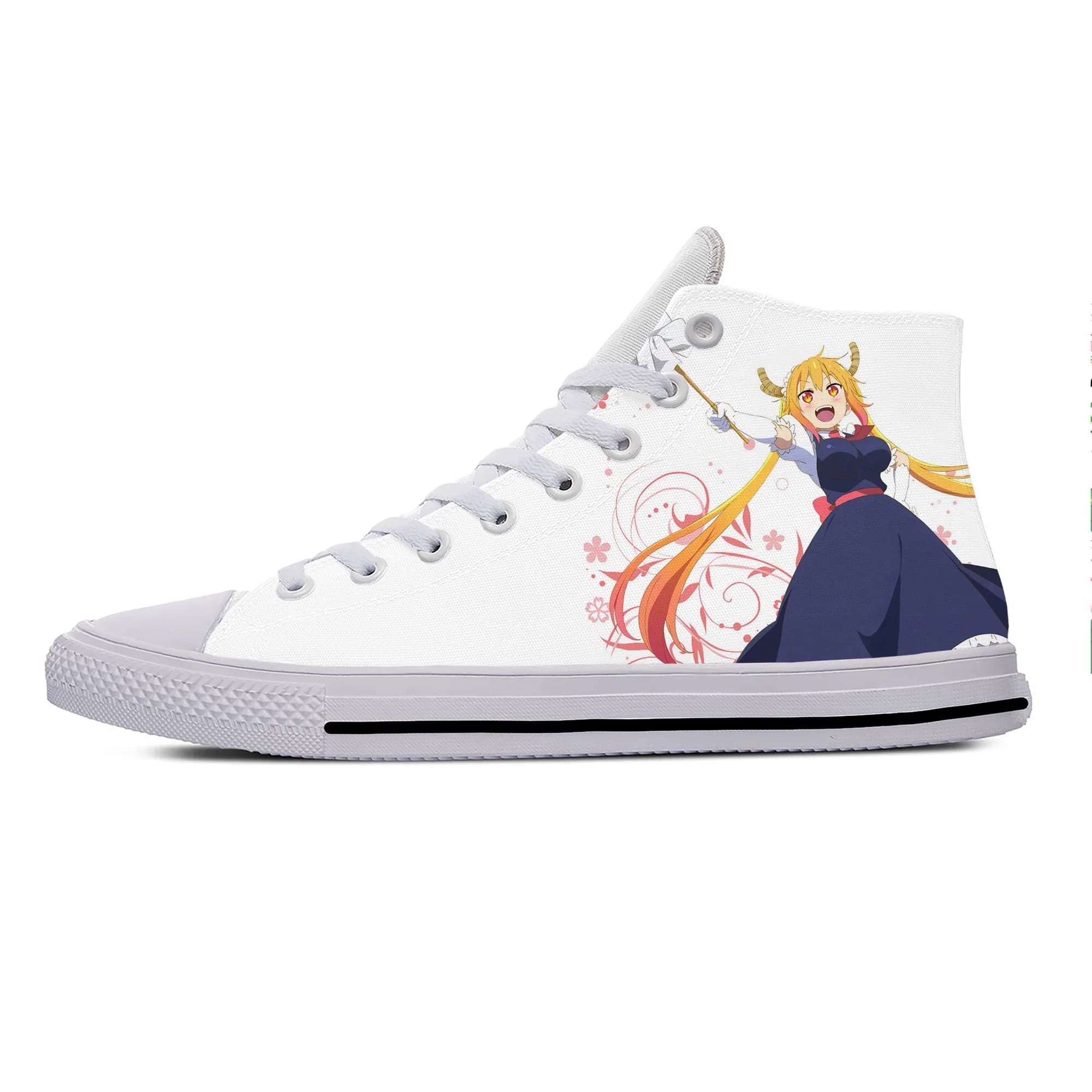 Hot Japanese Anime Miss Kobayashi Dragon Maid Tohru Casual Shoes Breathable Men Women Sneakers High Top Lightweight Board Shoes