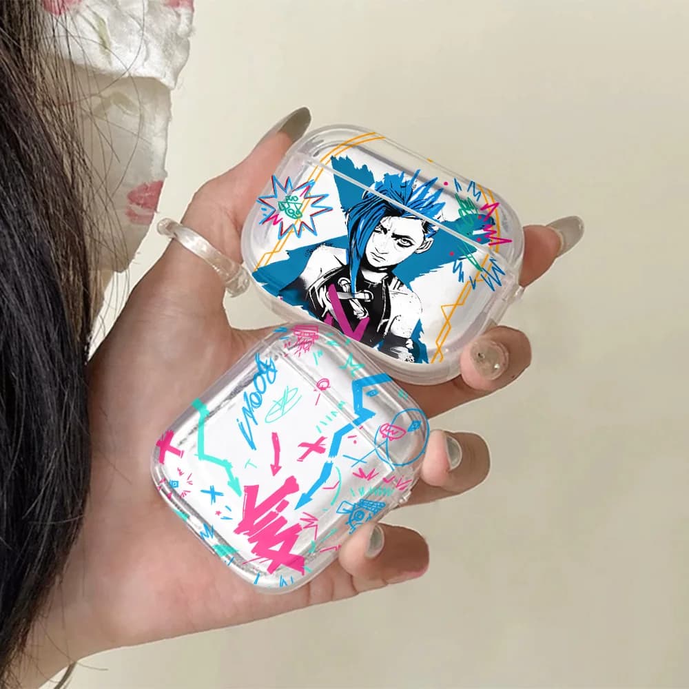Hot Game J-JINX Graffiti Translucent Silicone Case for Airpods 4 3 Pro 2 1 Wireless Earphone Headphone Pro2 Protective Covers