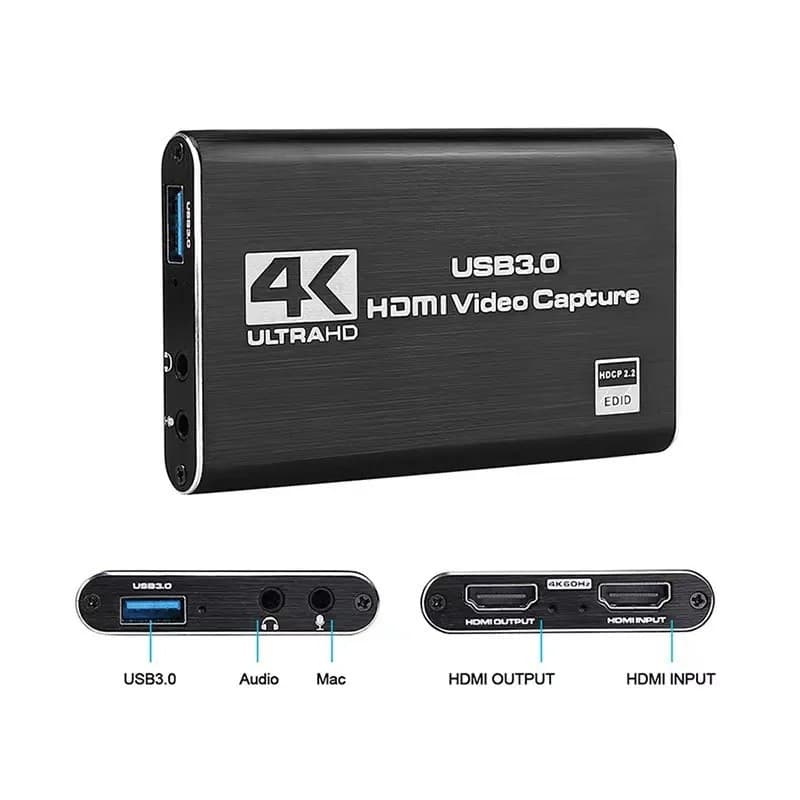 4K Audio Video Capture Card, Recording Card with Microphone HDMI Loop-Out，HDMI to 1080P USB 3.0 for Gaming Streaming TV etc