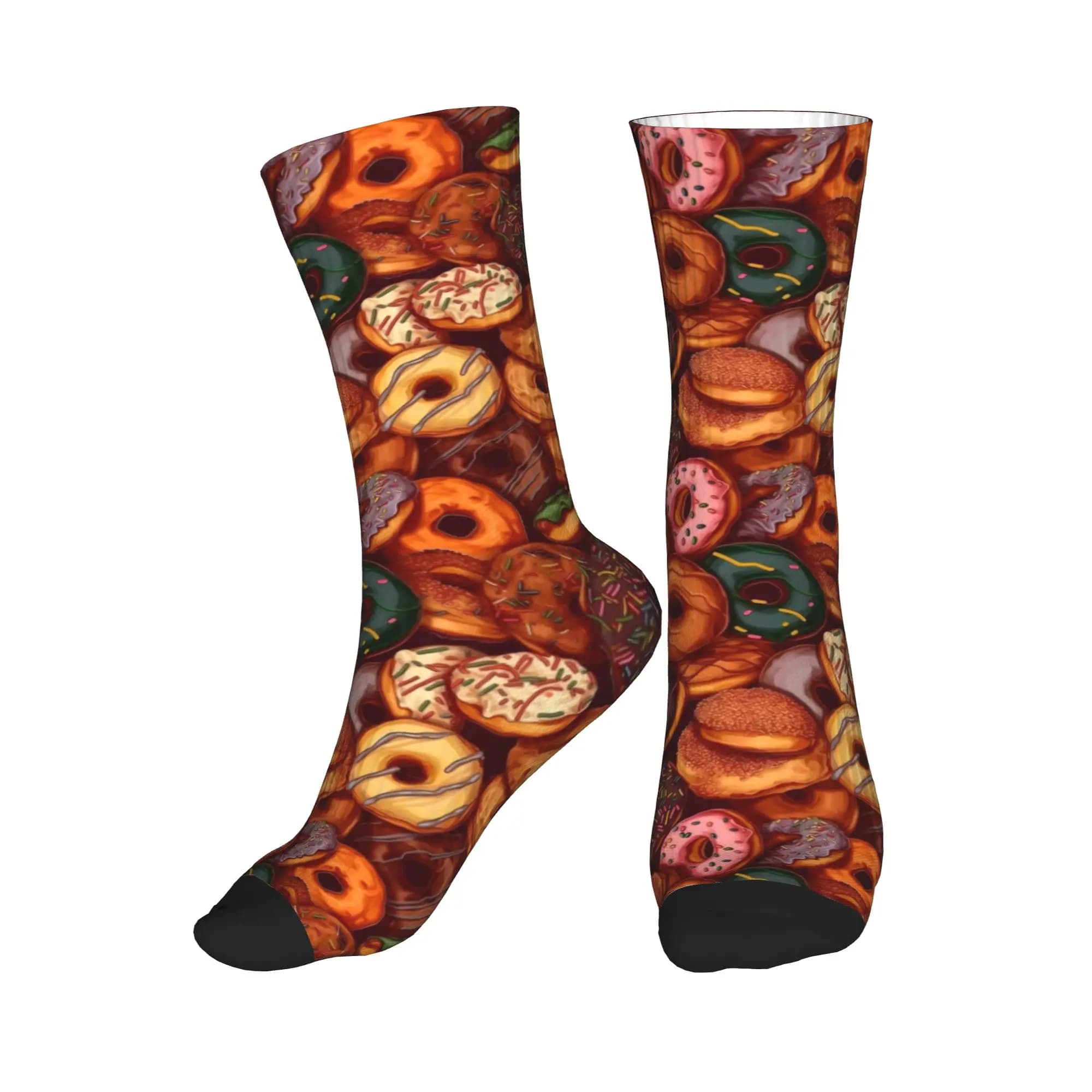 Divertenti calzini da uomo con motivo colorato a forma di ciambelle, calzini unisex caldi e traspiranti con stampa 3D