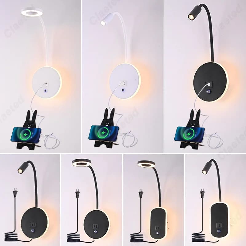 LED Creative Corner Adjustable Charging USB Wall Lamp Bedroom Bedside Dimmer Switch Reading Lamp Stairway Wall Lamp
