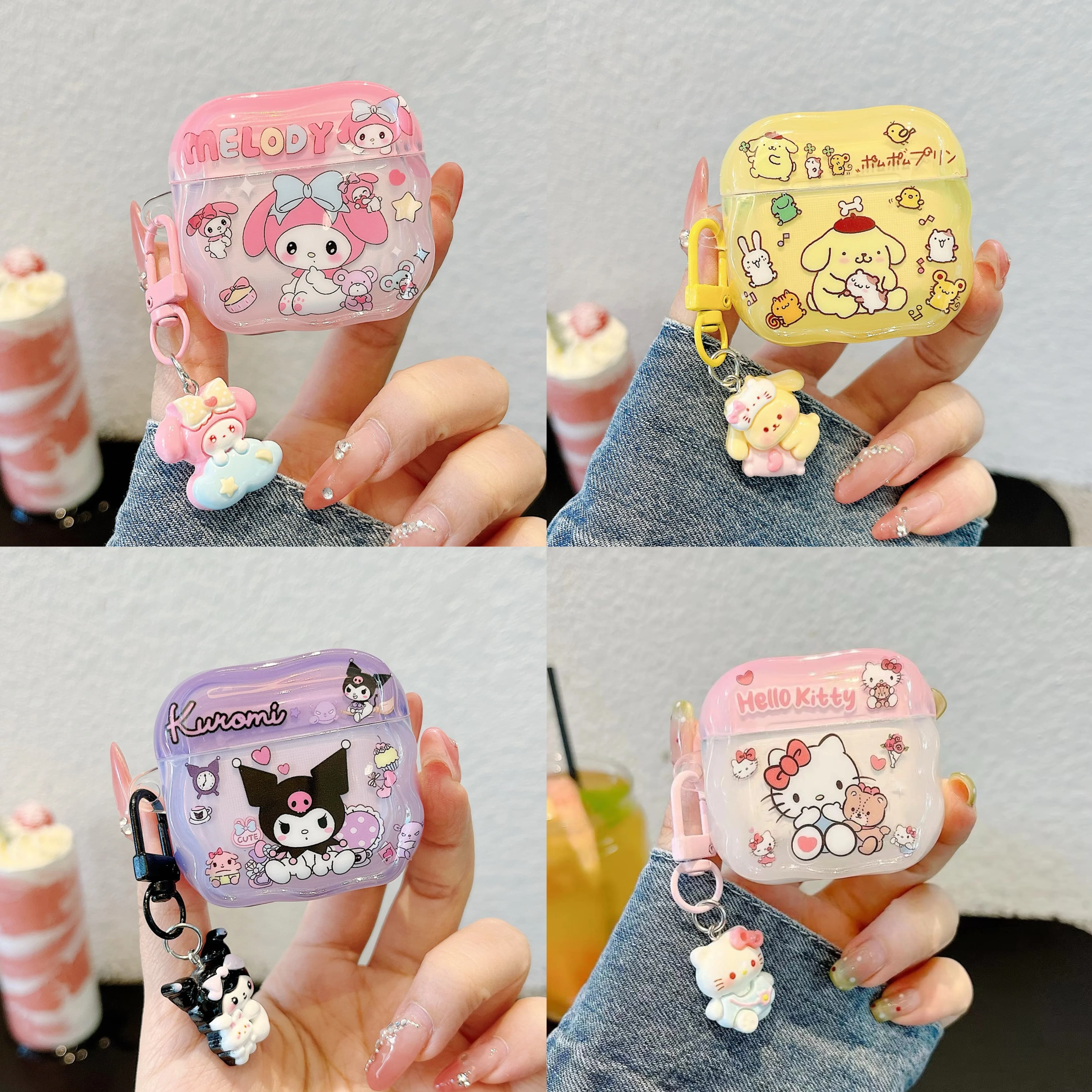 Cute Hello Kitty Earphone Case For Airpods 4 Pro 2 Pro3 Wireless Bluetooth Headset Protective Cover with Pendant