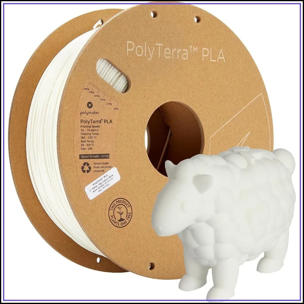 Matte PLA Filament 1.75mm 3kg, Cotton White 3D Printing Filament, Low Layer Visibility, Easy Support Removal