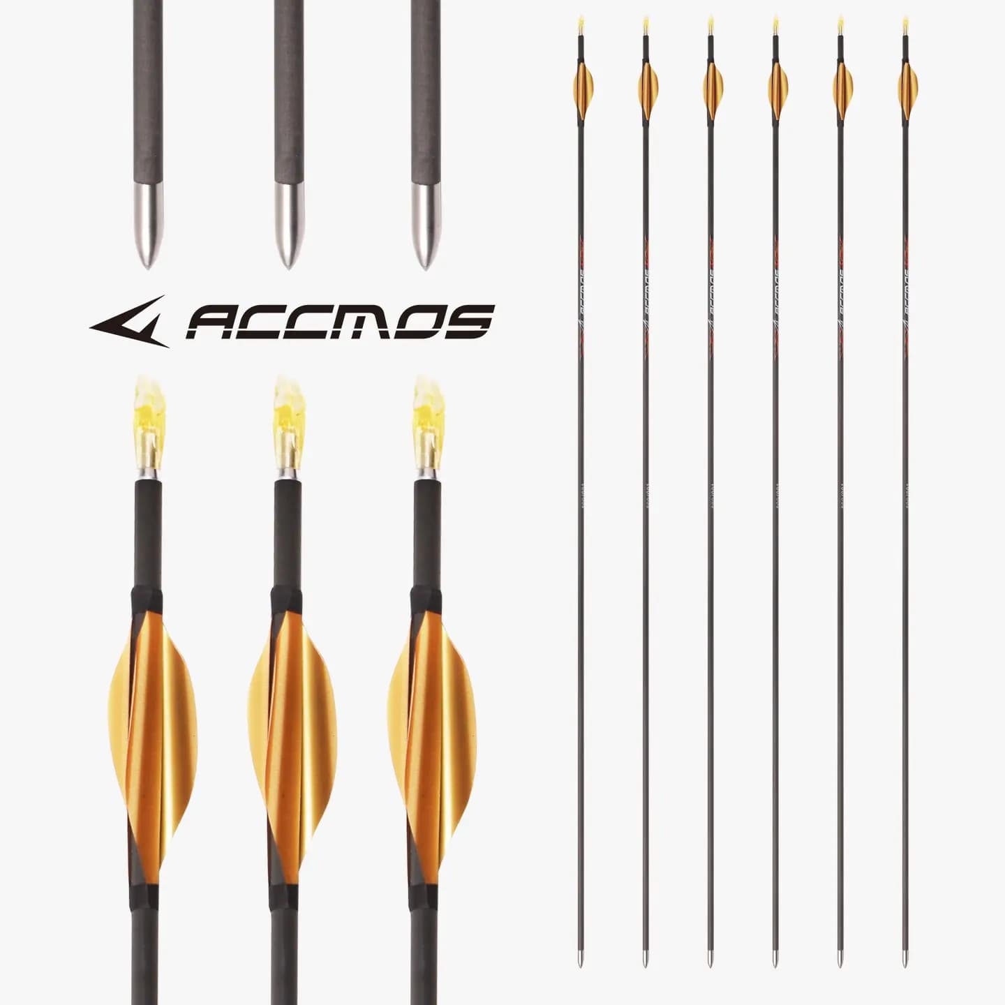 ID 4.2 mm Straightness 0.003 Pure Carbon Arrows Spine 300-1800 Archery Shaft with Spin Vanes for Recurve/Compound Outdoor Shooti