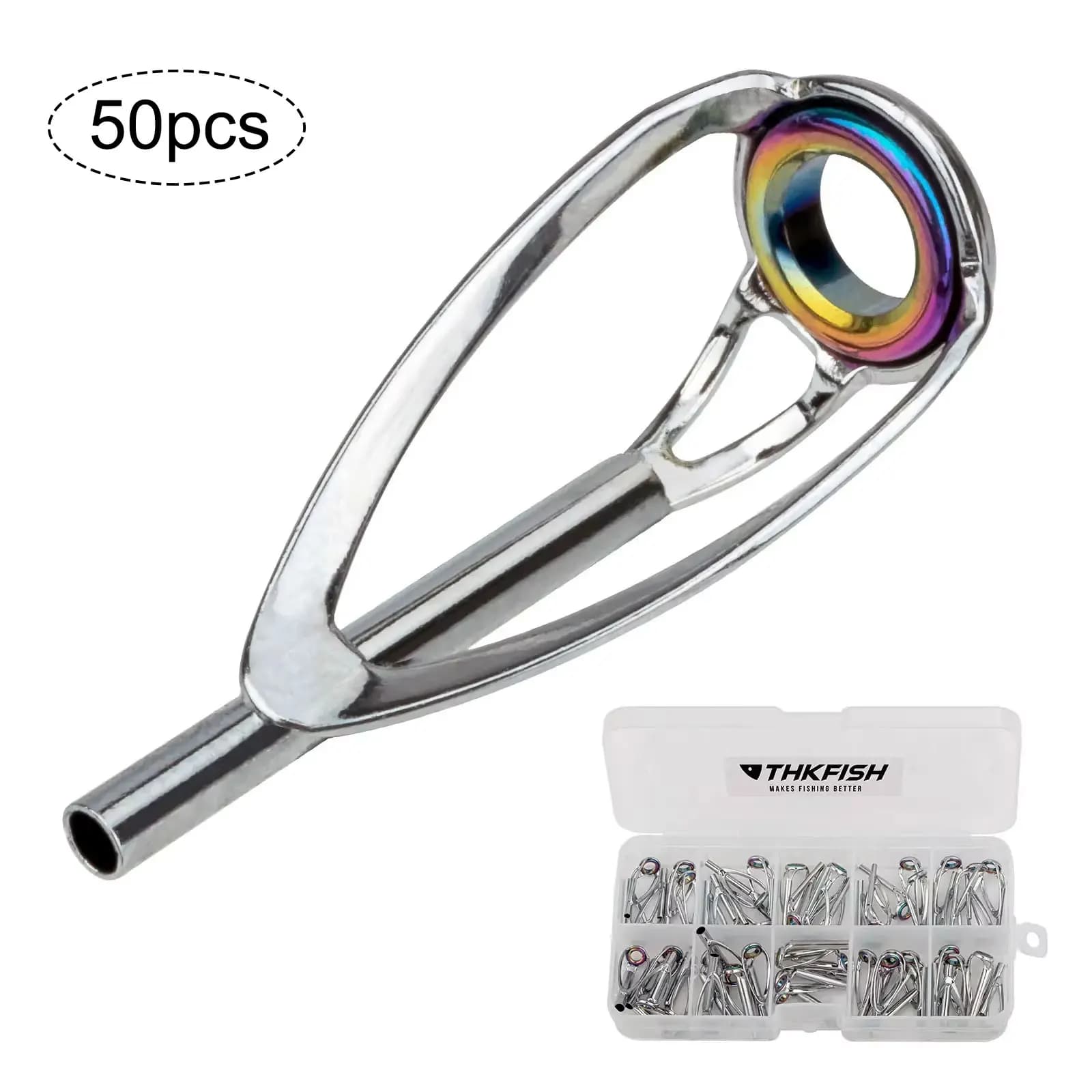 Kit di riparazione superiore punta canna da pesca 50 pezzi 1.2-3.2mm anello in ceramica in acciaio inossidabile canne da pesca set di sostituzione punte superiori