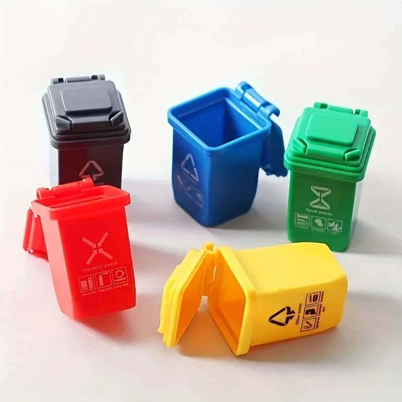 5 mini accessori per bidoni della spazzatura per smistamento dei rifiuti, bidoni della spazzatura simulati e forniture per feste