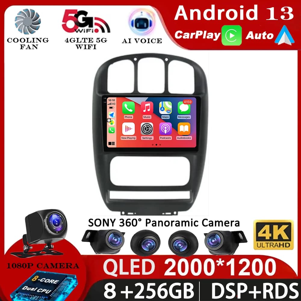 Per Dodge Caravan 4 Per Chrysler Grand Voyager RS 2000 - 2012 Android 15 Carplay Auto Autoradio Lettore Video Multimediale GPS WIfi