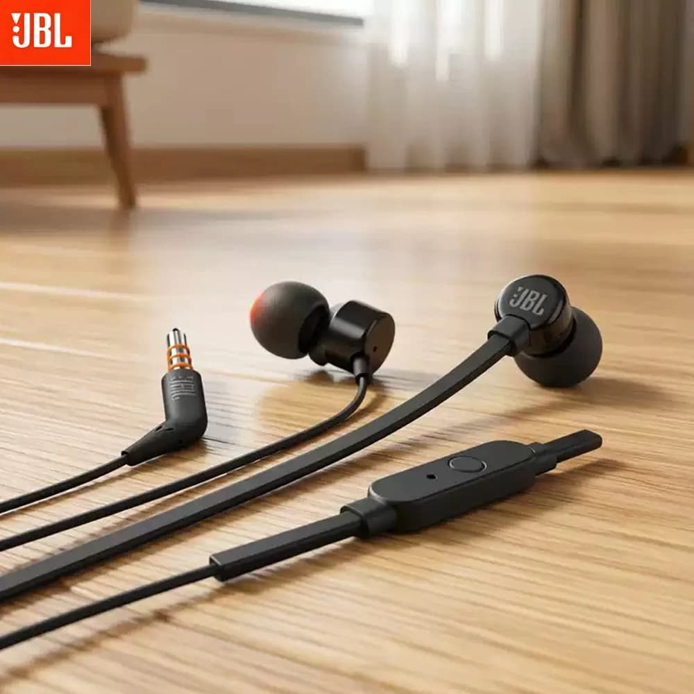 Cuffie In-ear JBL T110 per Gaming e Karaoke con Controllo a Filo, Auricolari Unisex per Telefono Cellulare, Cuffie Sportive con Subwoofer