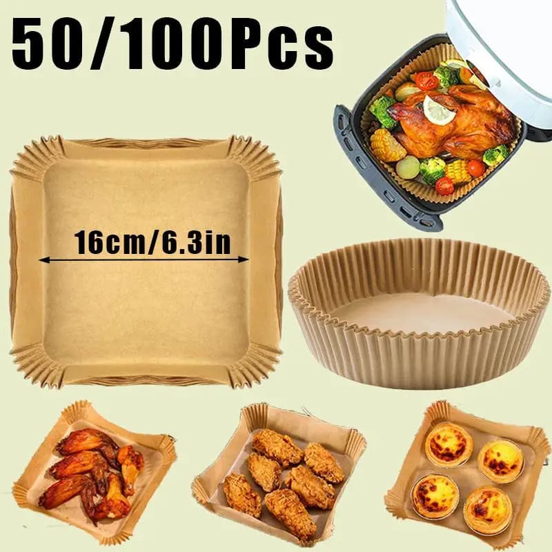 50/100 Pz Friggitrice Ad Aria Carta Usa E Getta Antiaderente Airfryer Carte Da Forno Rotonde Friggitrice Ad Aria Fodere di Carta PaperKitchen Accessori