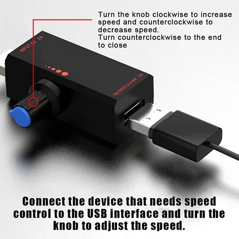 5W DC5V2A Fan Induction Speed Controller With Switch USB Protection Type-C USB Laptop Cell Phone Cooling Fan Controller