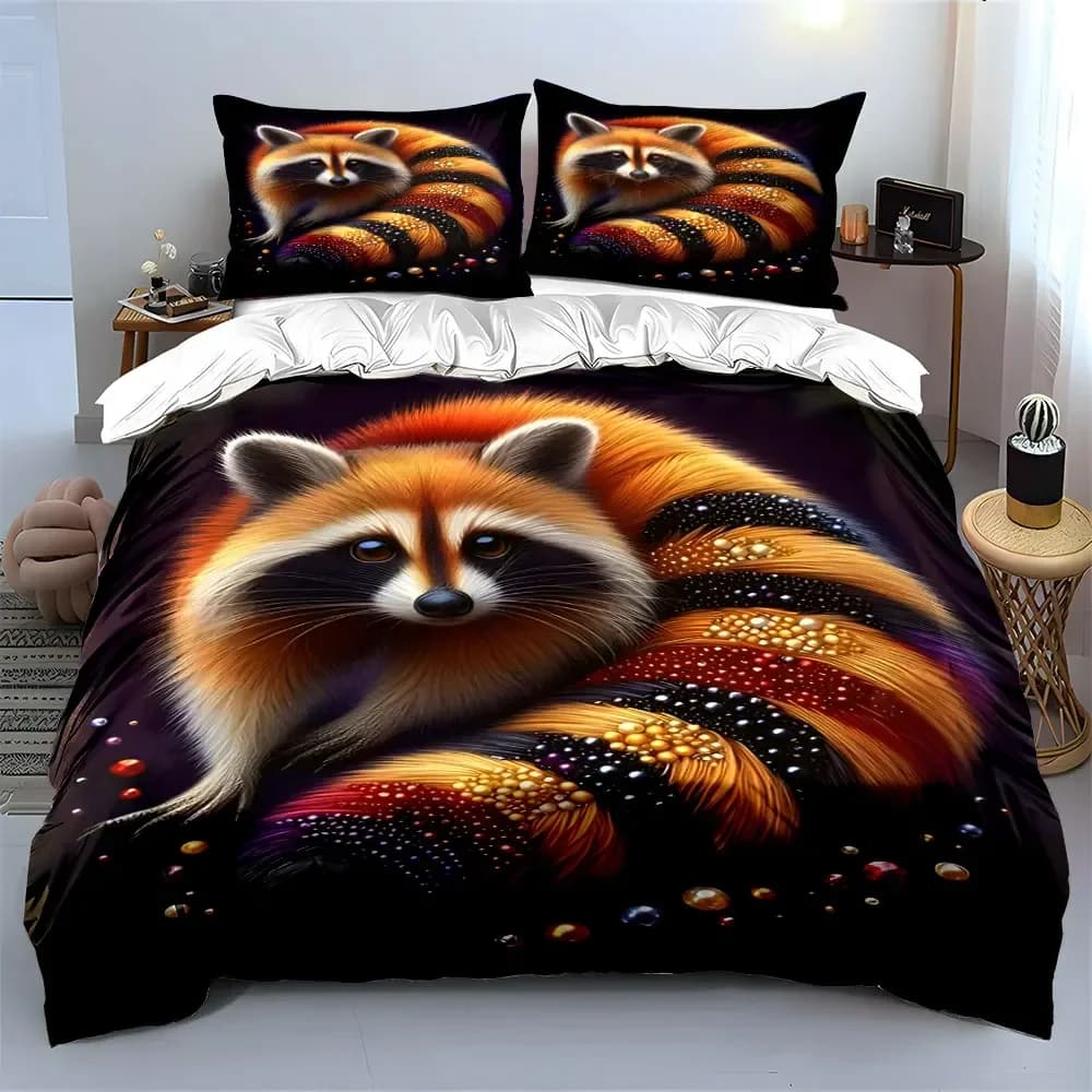 "Raccoon Art Decor Set" Soft Comfortable Duvet Cover Bedding Set Included 1*Duvet Cover & 2*Pillowcases, gift