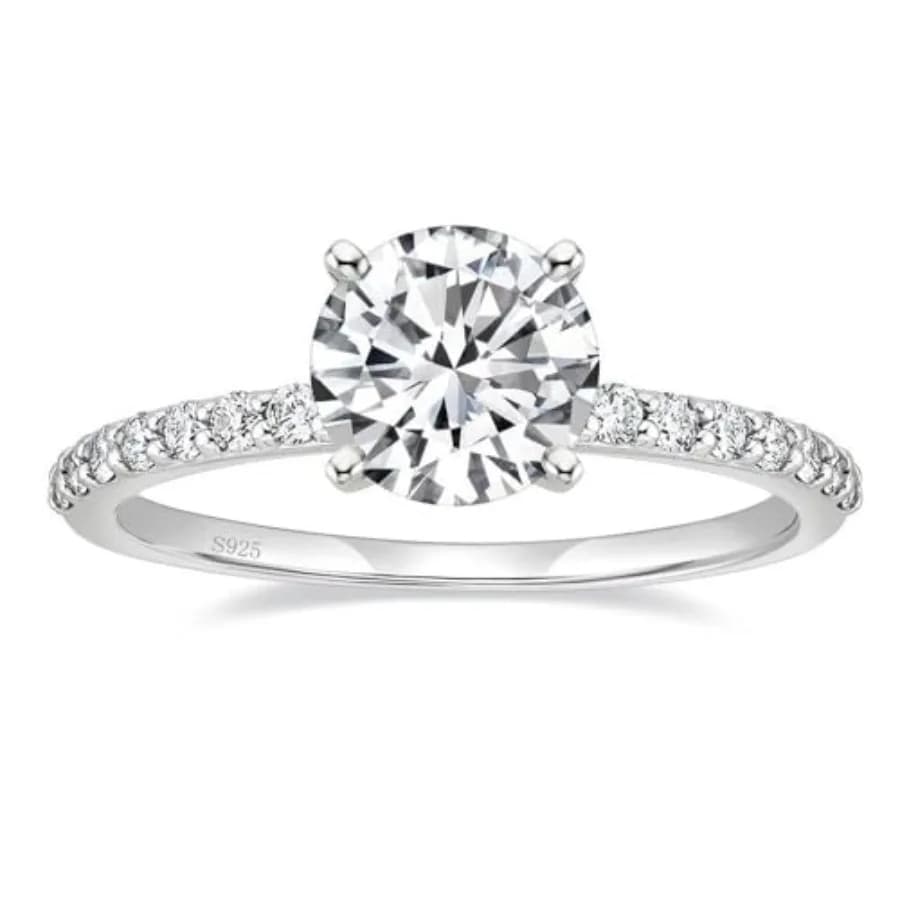 Anello di Fidanzamento in Argento Sterling 925 con Zirconia Cubica Rotonda da 1,2 CT, Anello Promessa con Halo, Misure 3-13