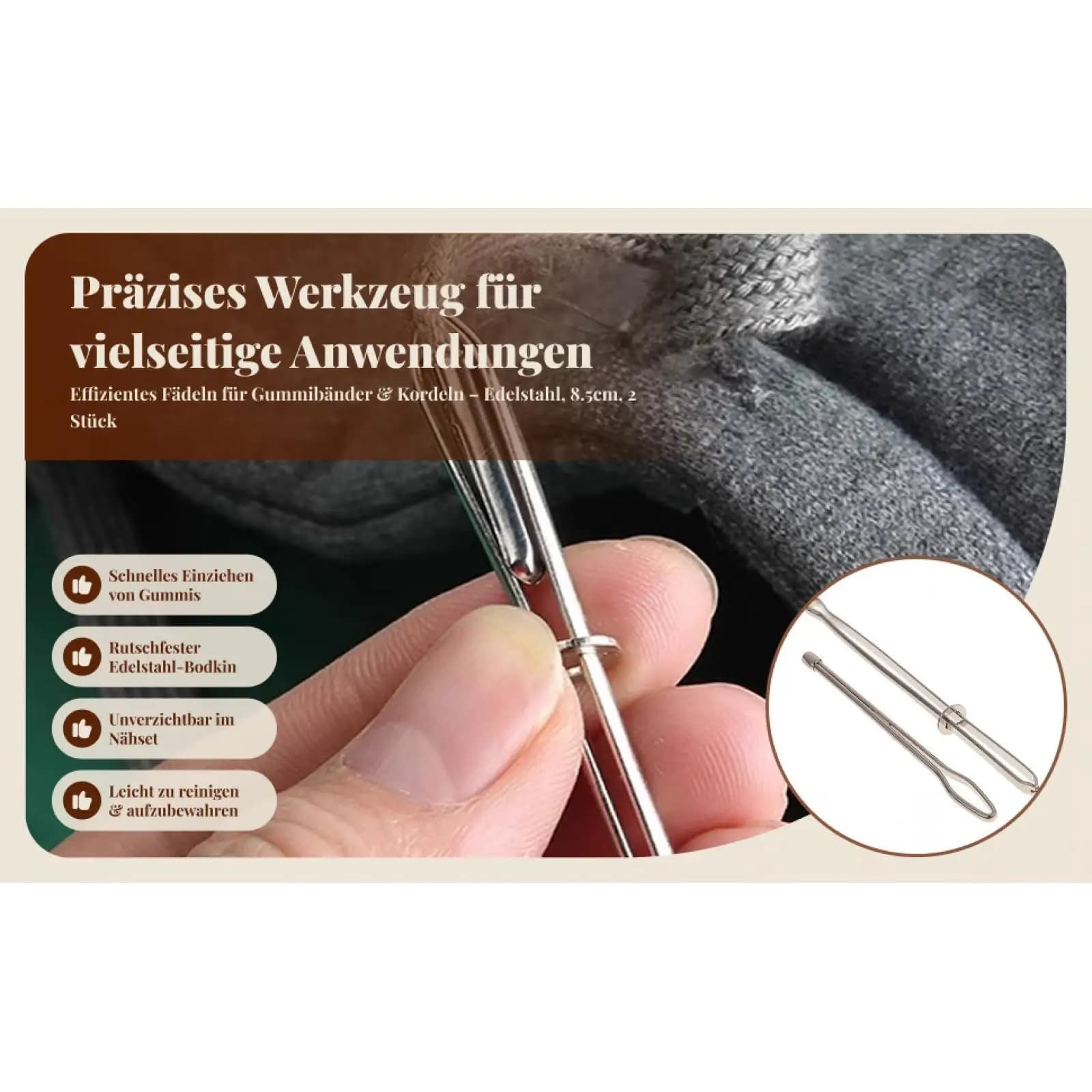 Kit infila Bodkin per cucire Accessori in acciaio inossidabile Strumenti per aghi per inserimento elastico per organizer da cucito