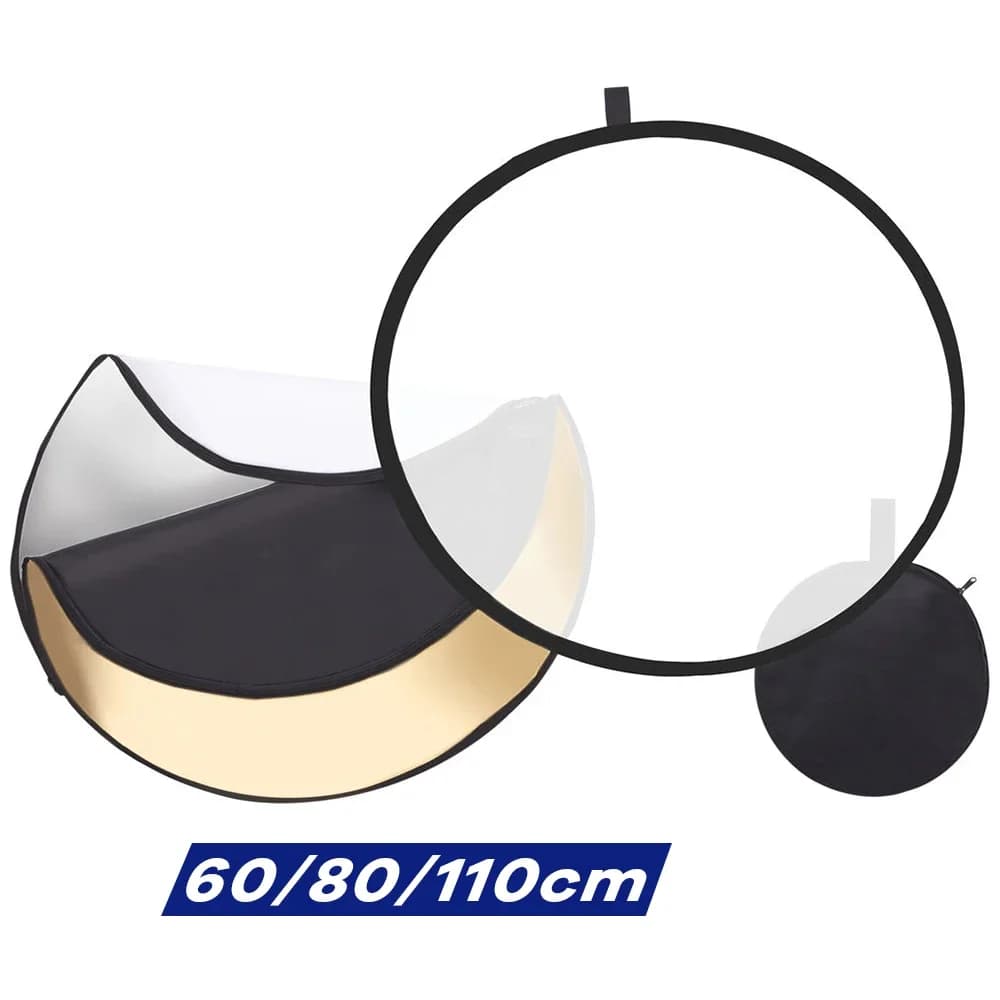 Modificatore di illuminazione da studio con pannello di diffusione traslucido a disco riflettente circolare pieghevole 5 in 1 da 60/80/110 cm per il ritratto del prodotto