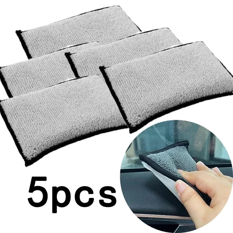 5pcs Double Side Car Interior Scrubbing spugna per interni in pelle Car Wash Pad No Scratch Car microfibra Scrubbing Sponge