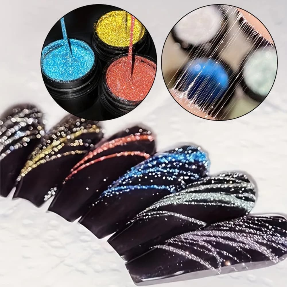 Spider Web Nail Art Disegno Colla 6ml Diamante Glitter Linea di pittura Fili Web Design Verniciatura dipinta Manicure Smalto per unghie gel UV