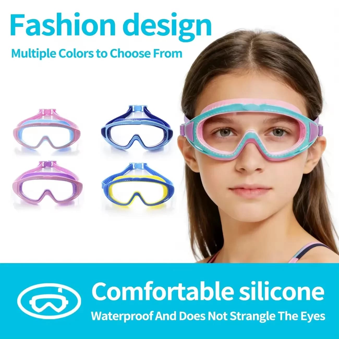 1PC Swim Goggles, Wide View Clear View Swimming Goggles for Kids,Adult, Anti-Fog UV Protection No Leak Vision Pool Goggles
