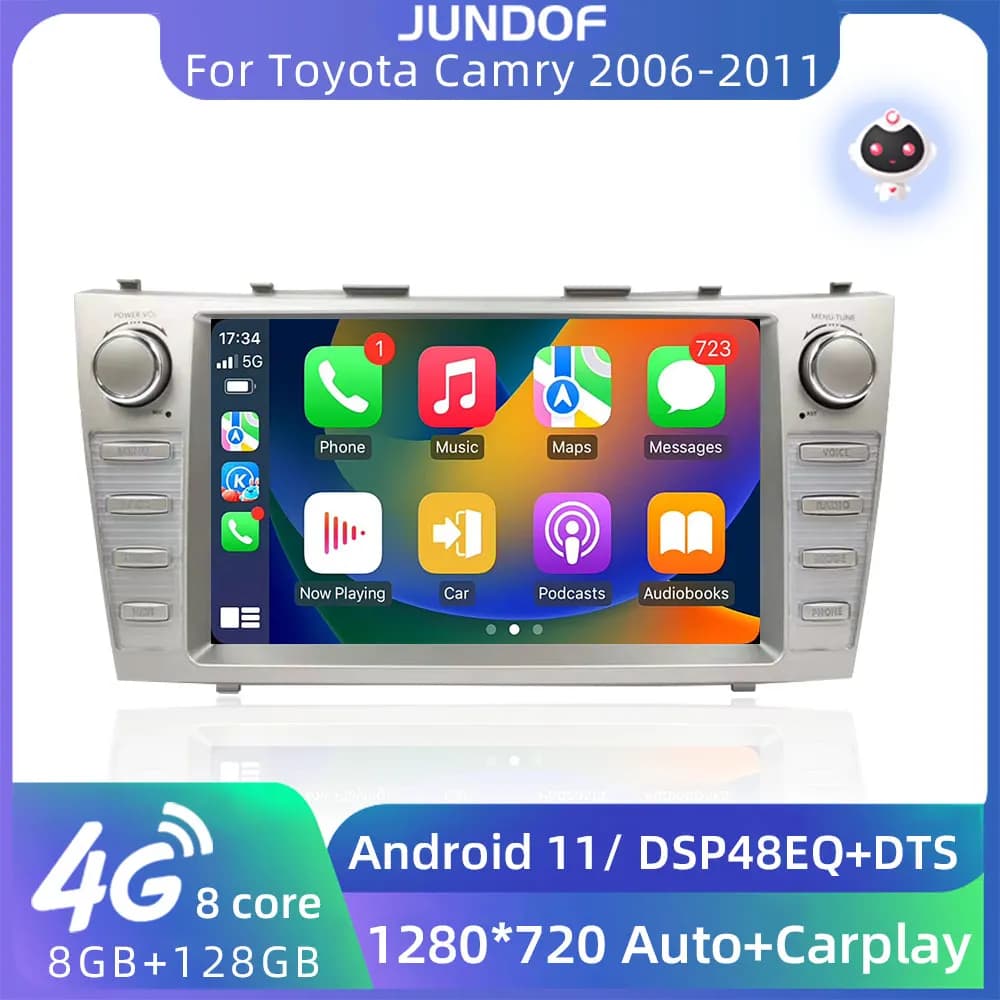 Jundof 9 "2 Din Android Auto Autoradio Per Toyota Camry 2006 2007 2008-2011 Carplay Lettore Multimediale GPS Navi Audio DSP Stereo