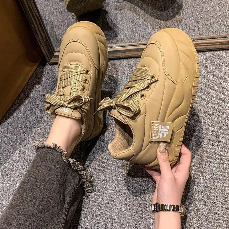 Women's Thick Bottom Trendy Board Shoes Spring 2025 Sporty Casual Shoes Versatile Platform Bread Loafers Flat Heel