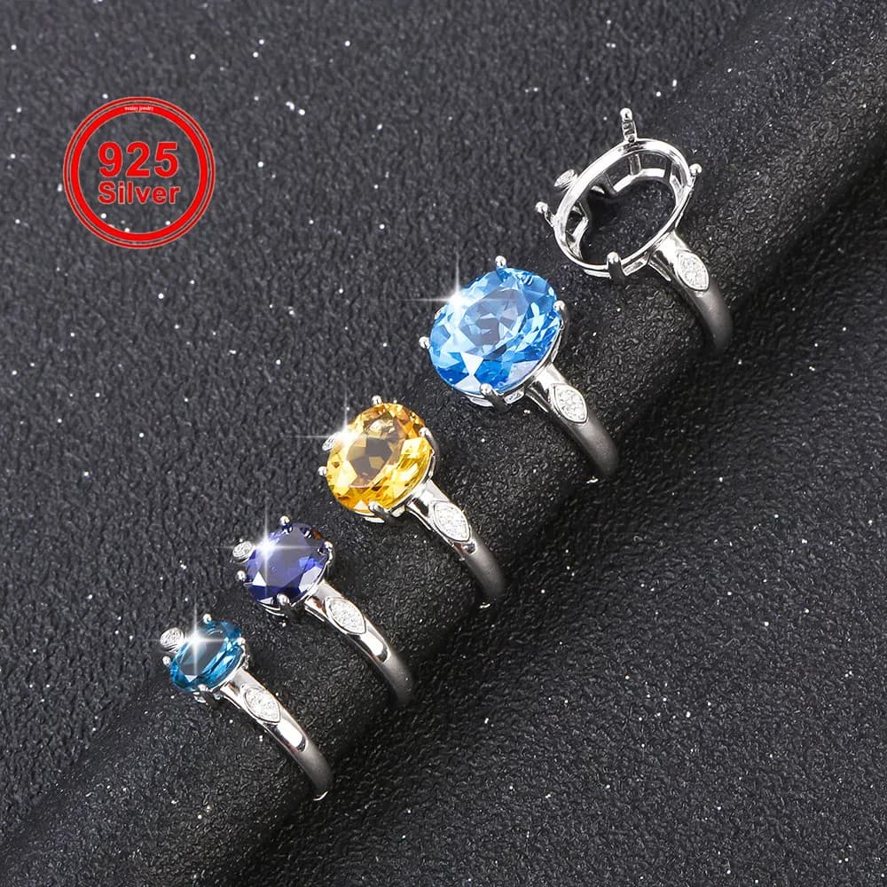 Anello in argento sterling 925 vuoto da 5x7-12x16 mm, stile semplice, adatto per anelli da donna fai da te fatti a mano