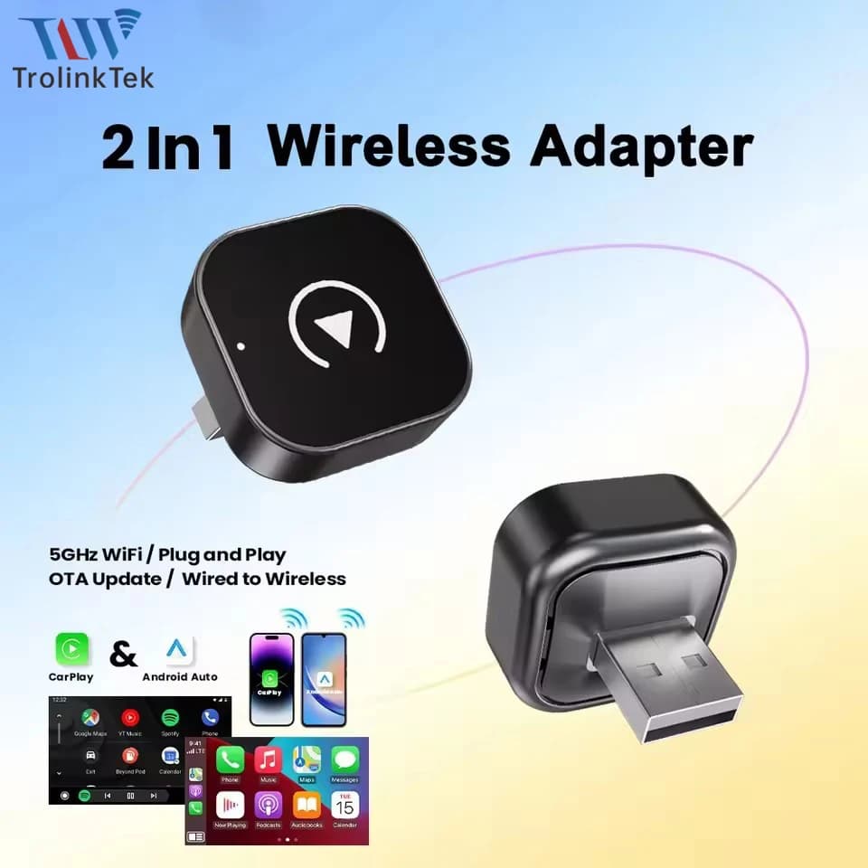 New Wireless CarPlay and Android Auto Adapter for Auto OEM, Dongle USB Smart Mini Box Plug and Play for VW, Toyota, Honda, Ford, Benz