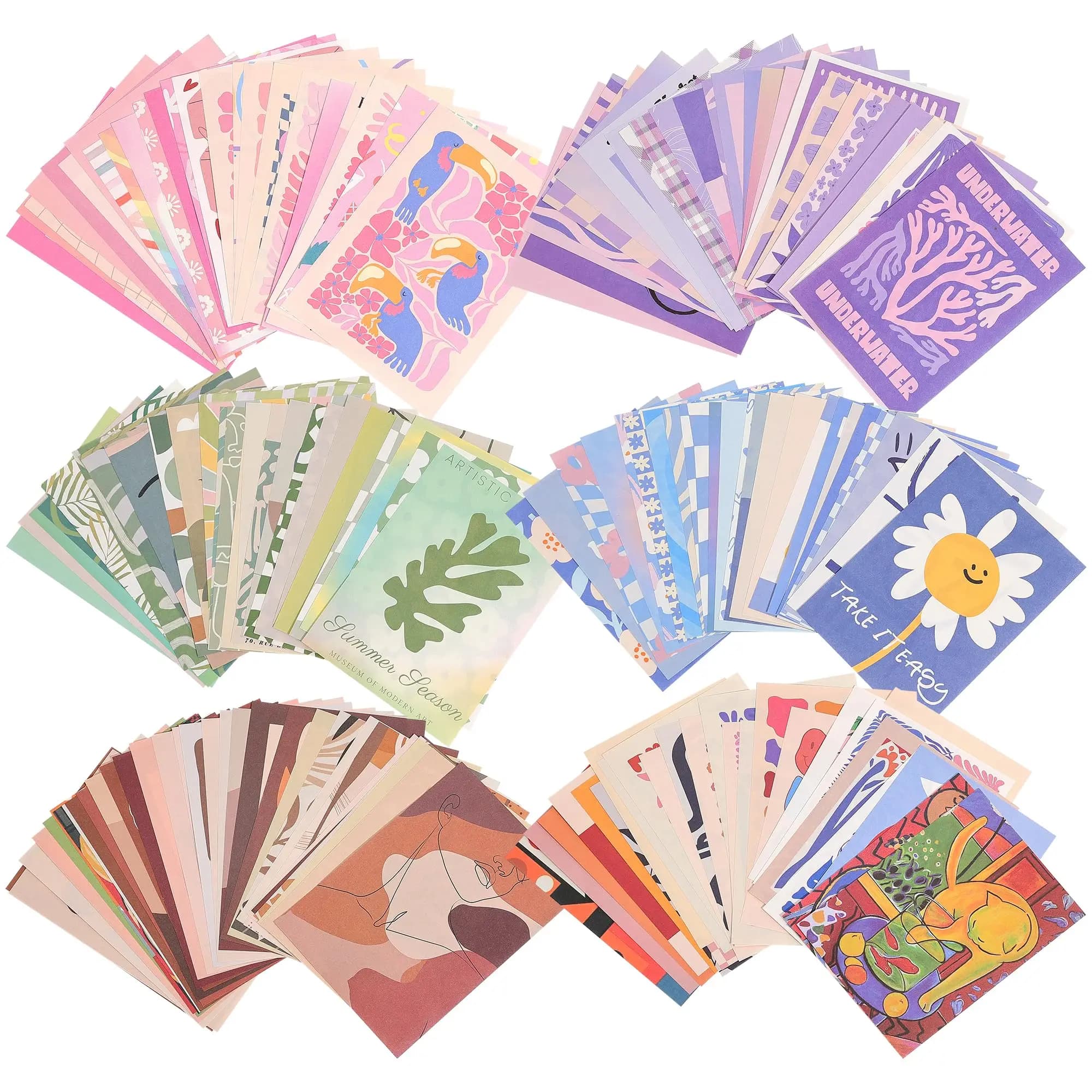300Sheets Abstract Aesthetic Paper, Pastel Wall Collage Kit, Scrapbooking Craft Supplies for Journal, Room Decor and Card Making