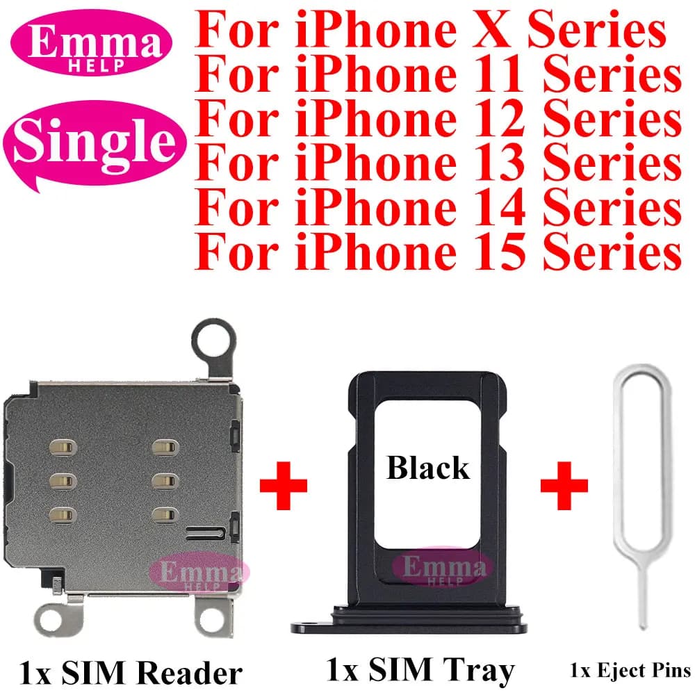 1 set Lettore di schede SIM singolo + Supporto per slot per vassoio Connettore Adattatore cavo flessibile per iPhone 11 12 13 Pro 14 Plus 15 Max XR XsMax Parti
