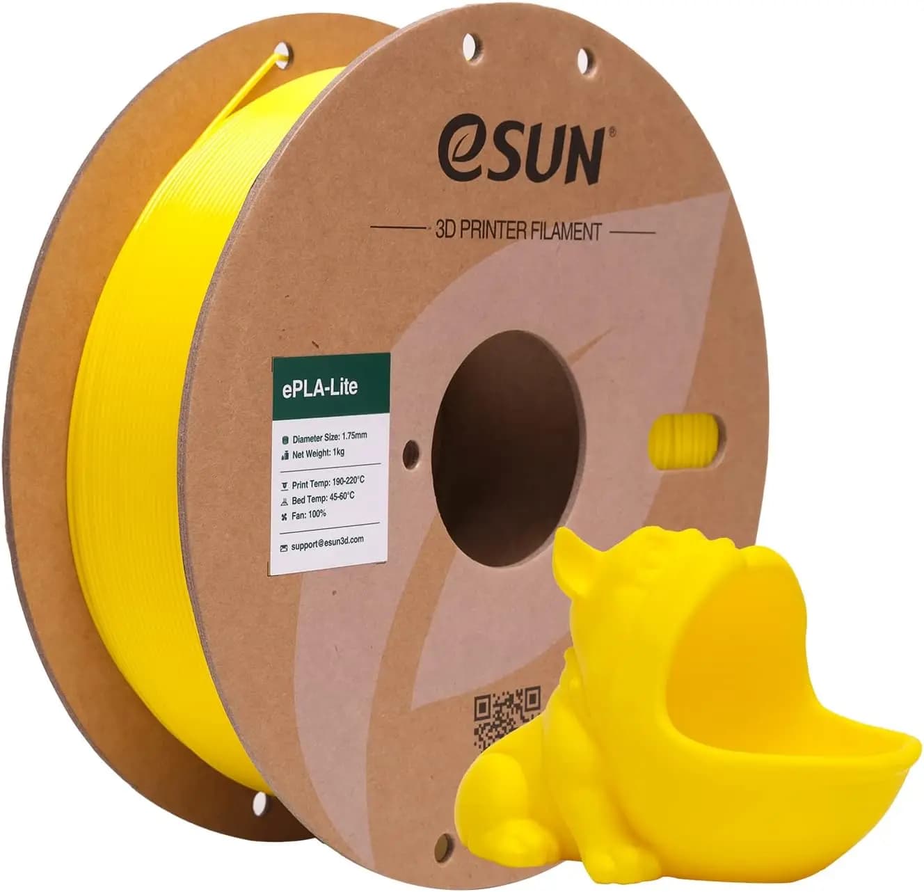 Filamento PLA 1.75mm, Filamento per Stampante 3D ad Alta Resistenza, Precisione Dimensionale +/- 0.03mm, Bobina in Cartone da 1KG (2.2 LBS) per Stampanti 3D, Giallo