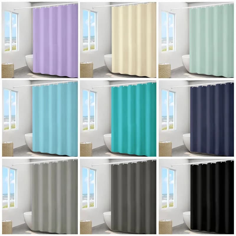 Tende da Doccia in Vari Colori Solidi, Tenda da Bagno in Tessuto di Poliestere Impermeabile, Separazione Asciutto-Bagnato, Stile Moderno per Toilette