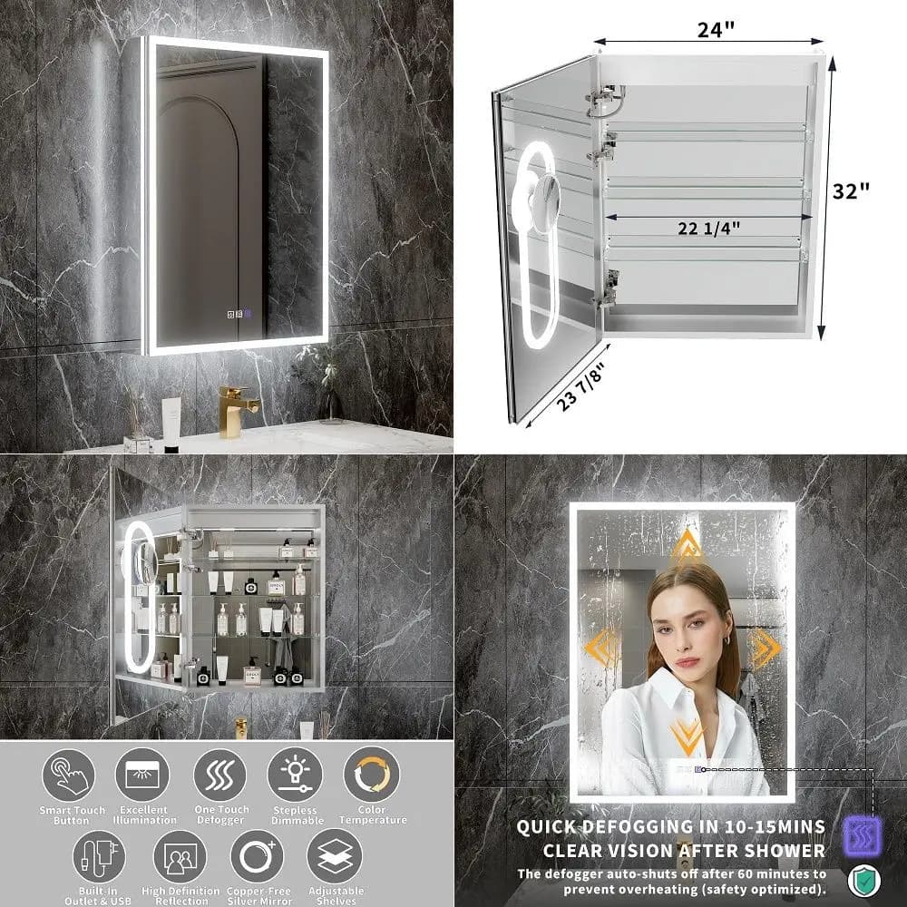 CBCLC2031BAN Bancroft Medicine Cabinet Mirror with Beveled Mirror Door amp Adjustable Shelves, Bathroom Organizers and Storage,