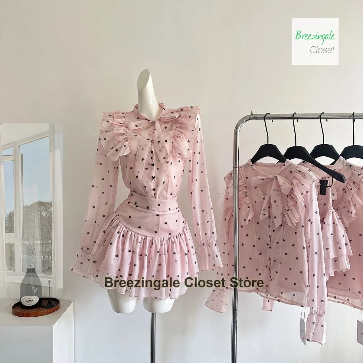 French shirt dopamina love to polka dots summer short skirt for woman new fashion sense Joker girl sense wears a two-piece dress.