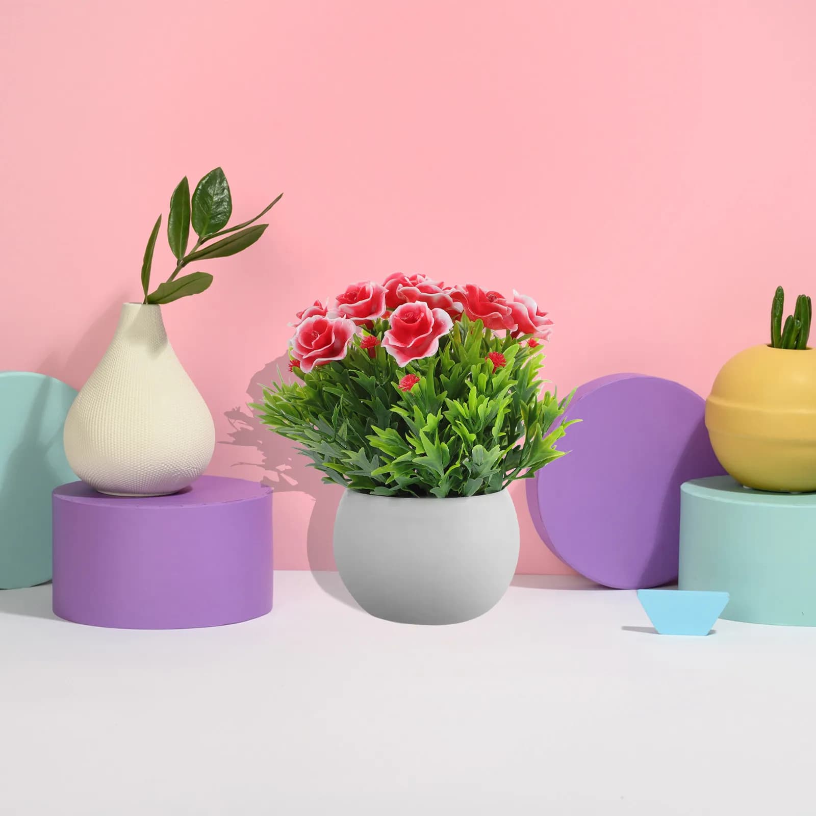 Realistic Artificial Bonsai Plant for Interior Furniture, Fine Flower in Table Vase, Desk, Office, Living Room