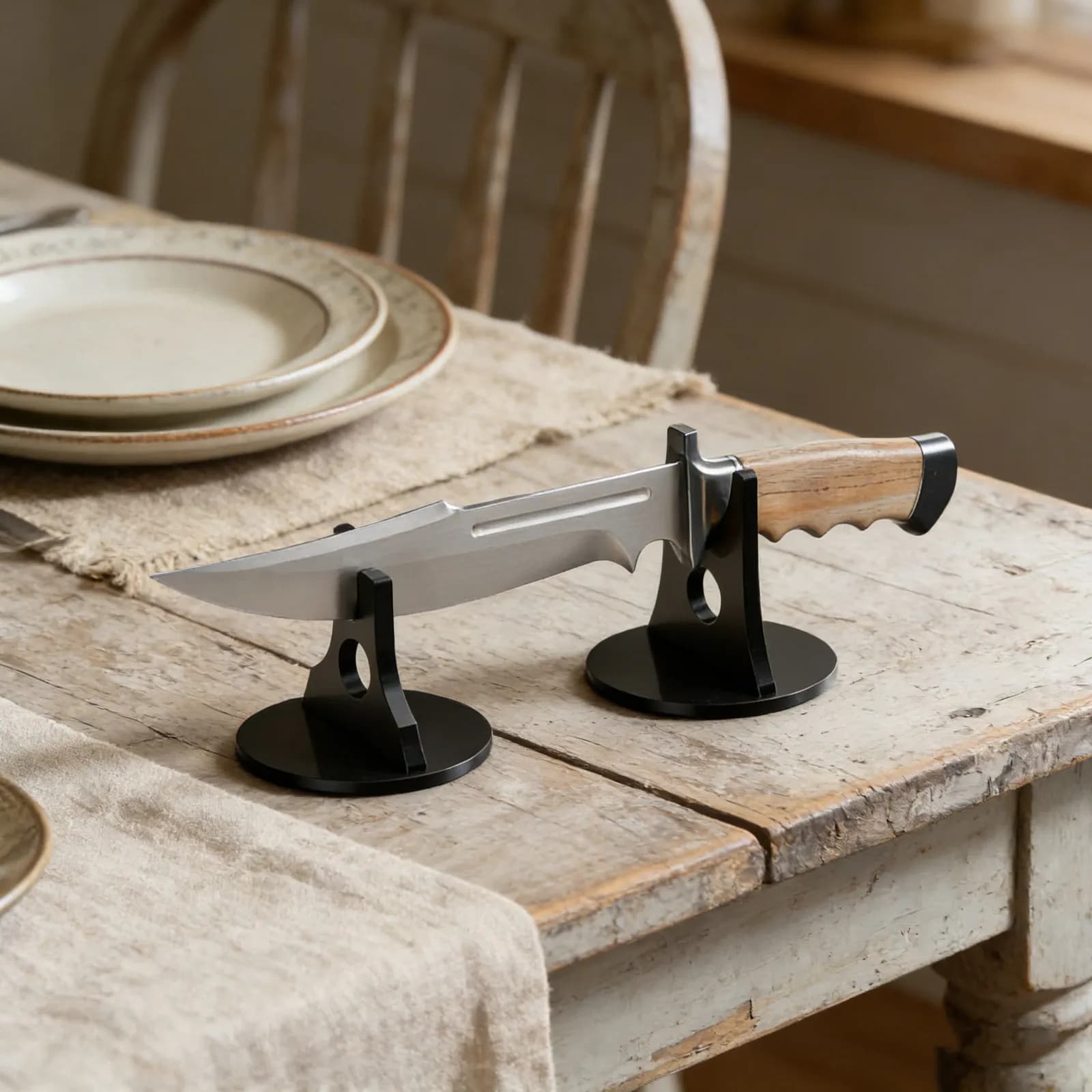 Supporto per coltelli da cucina in acrilico, porta coltelli da banco a forma di U, organizer per lame, espositore per spade (1 paio)