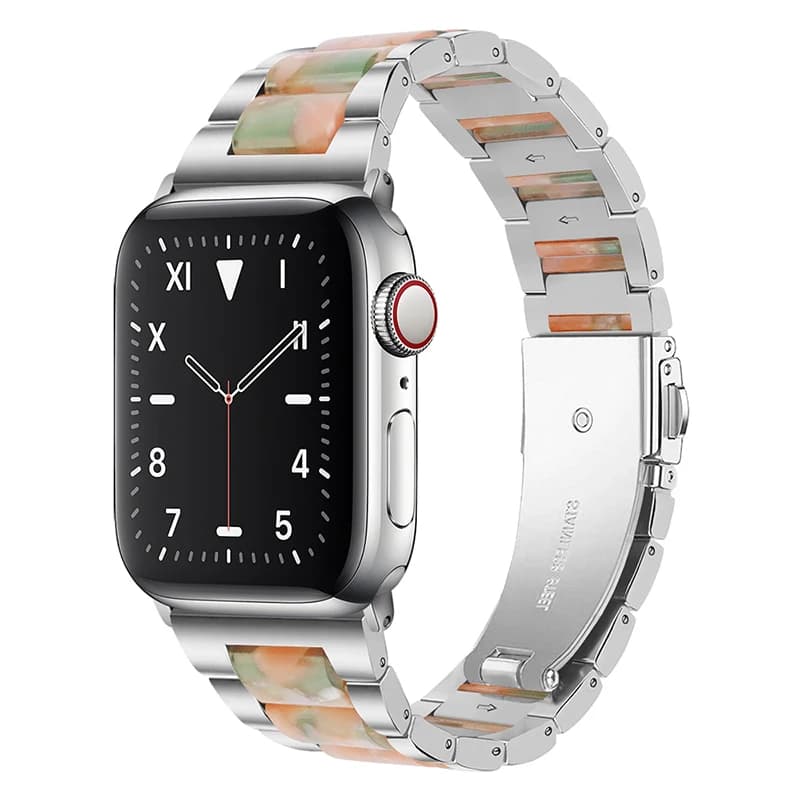 Cinturino in acciaio inossidabile + resina per cinturino Apple watch 40mm 45mm 44mm 49mm 41mm 38mm bracciale in metallo serie iwatch 9 8 7 6 5 SE ultra 2