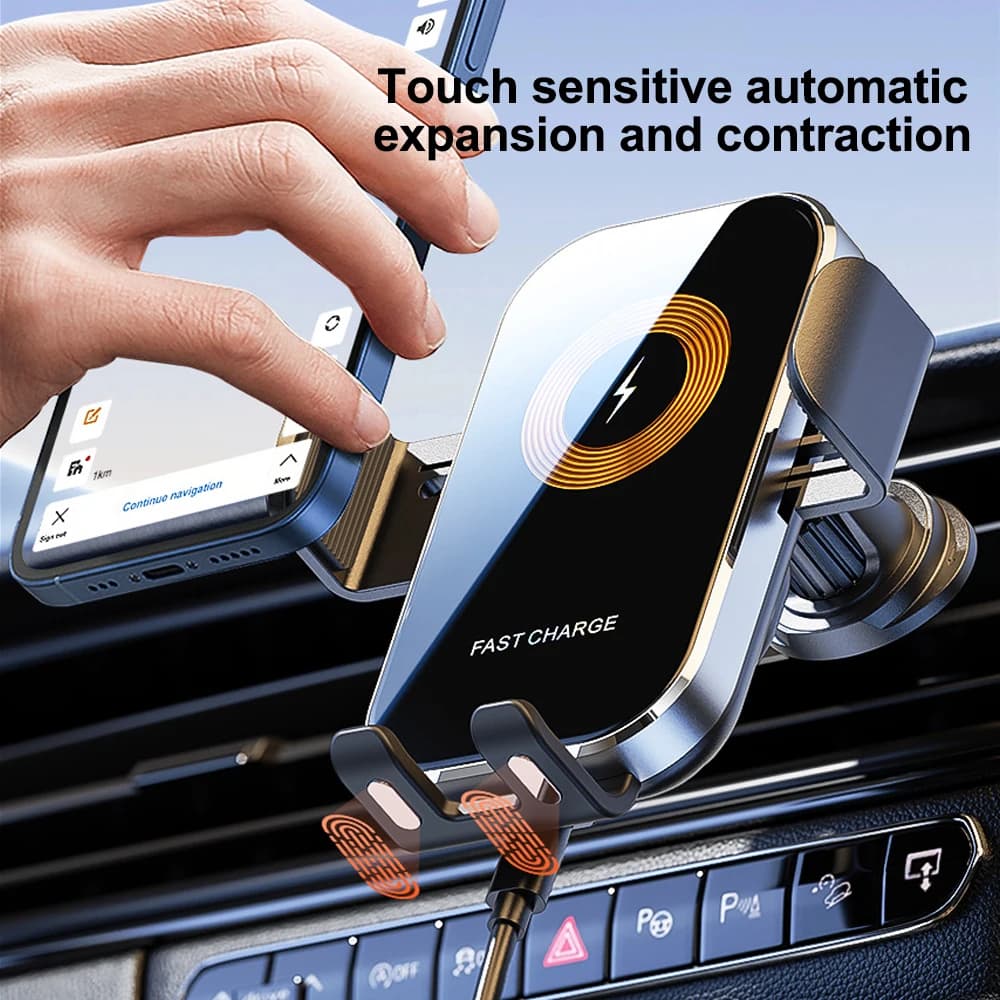 Caricabatterie wireless universale per auto 66W 15W, supporto per telefono da auto con ricarica rapida per iPhone Xiaomi Samsung, rilevamento intelligente