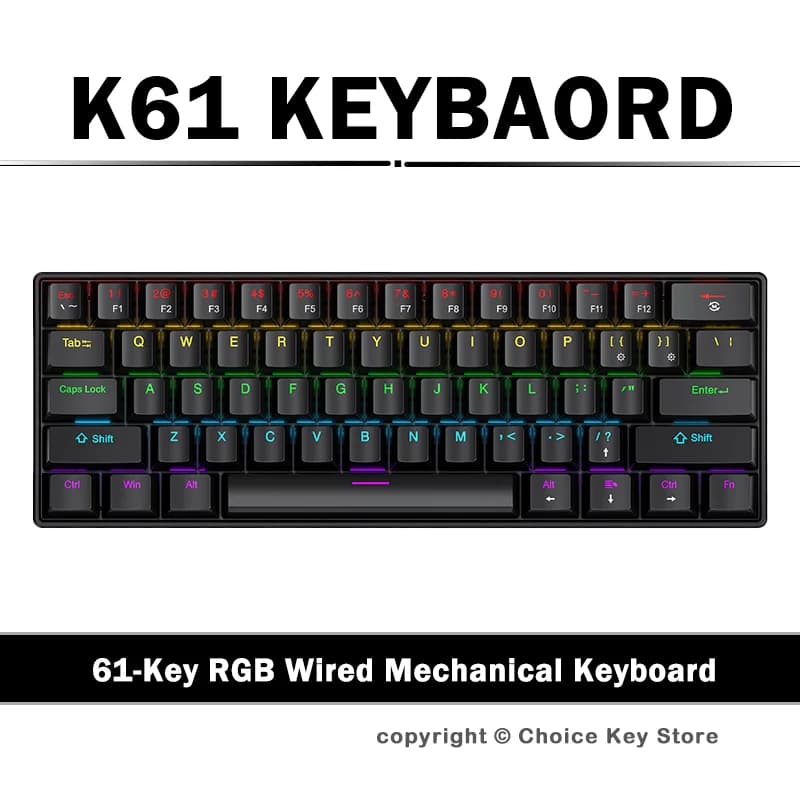 MageGee Tastiera da gioco meccanica portatile al 60%, mini tastiera da ufficio cablata compatta retroilluminata a LED MK-Box da 68 tasti per PC Windows