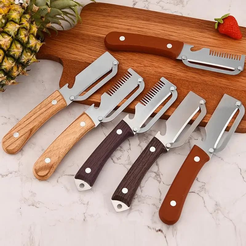 3 in 1 Serrated Peeler Knife for Vegetables Multi Use Kitchen Gadget with Handy Bottle Opener for Chefs