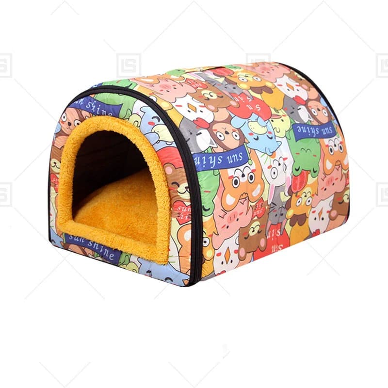 Letto per animali domestici Cuccia pieghevole per cani Cuccia Tenda morbida Cestino per nido per dormire in peluche caldo chiuso per interni con cuscino rimovibile per cani gatti