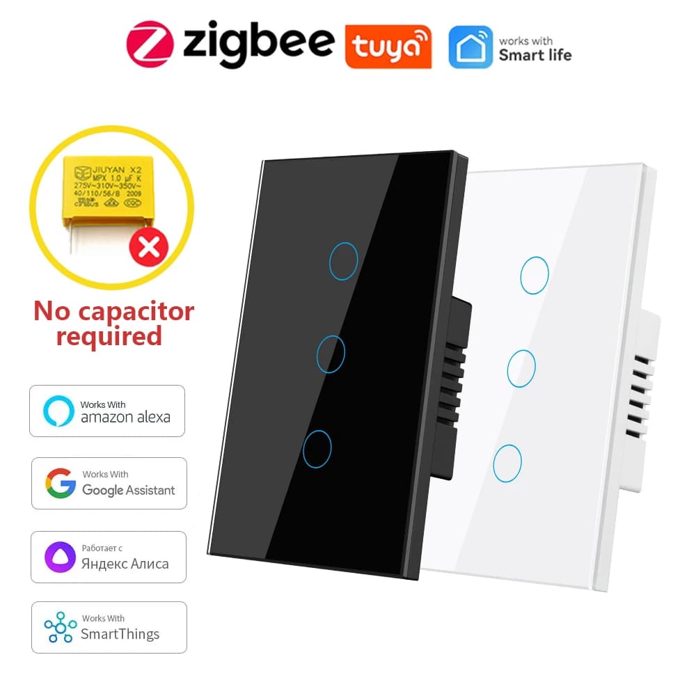Interruttore Intelligente Tuya Zigbee Standard USA, Singolo/Fase Zero, Controllo Remoto Universale tramite APP, Controllo Vocale, Temporizzazione e Scenari