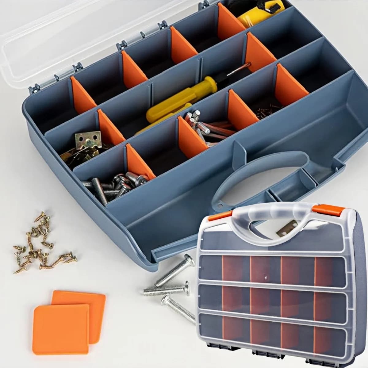 Multi-Spart Organizer for Small Objects with Adjustable Dividers, Plastic Box for Fishing Equipment, Crafts, Nails, Screws, Bolts