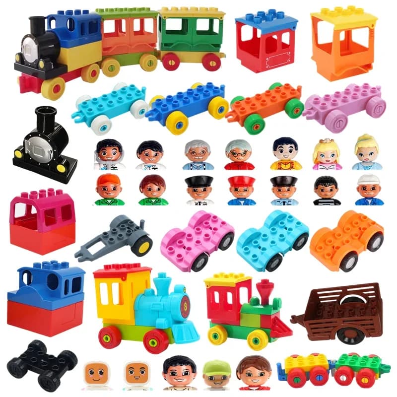 Figure di costruzione di grandi dimensioni Blocco Famiglia Bambola Polizia Bambini Treno per bambini Giocattolo educativo creativo in plastica Compatibile Duplo