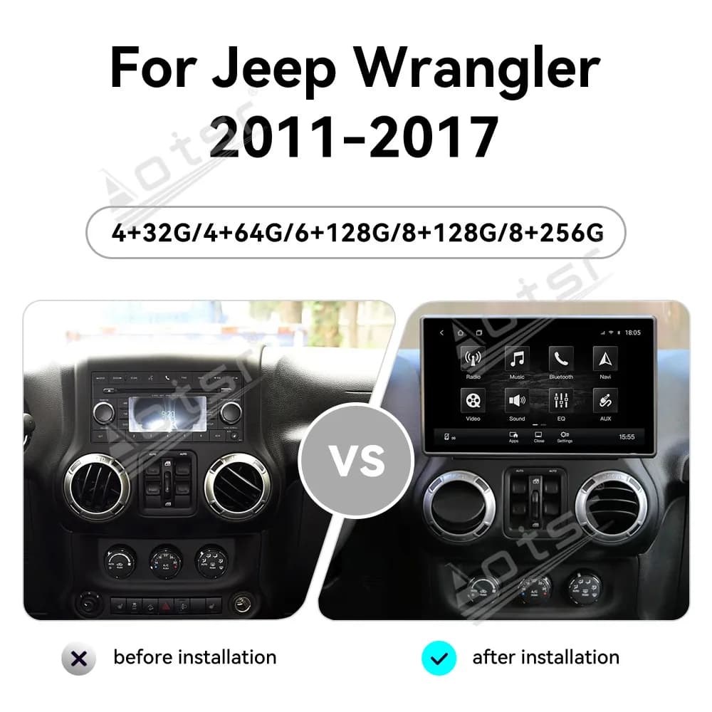 13.3 Inches Touch Screen Car Stereo Radio For Jeep Wrangler 2011-2017 Android 13 Multimedia Player Wireless GPS Navigation