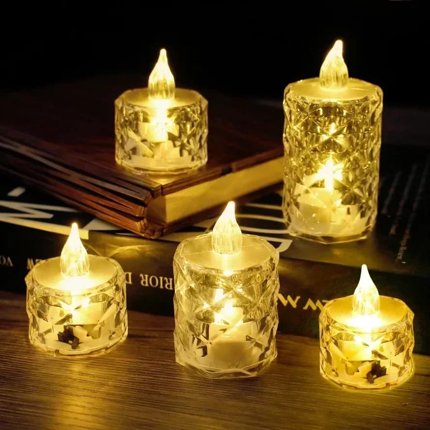 24 ~ 1PCS S/M/L LED di cristallo a lume di candela senza fiamma LED candela elettronica lampada da notte incontri festa di Natale decorazione di nozze a casa