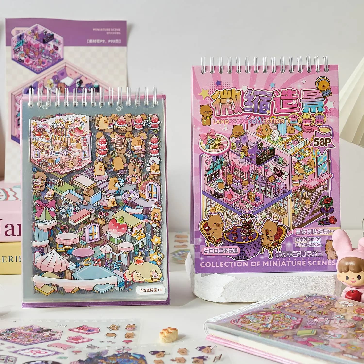 58 pz/borsa kawaii Paesaggio In Miniatura Bobina di Adesivo Libro Cavia Città 6.0 FAI DA TE 3D Paesaggio per il Giornamento di Paratturare Il Tempo regalo