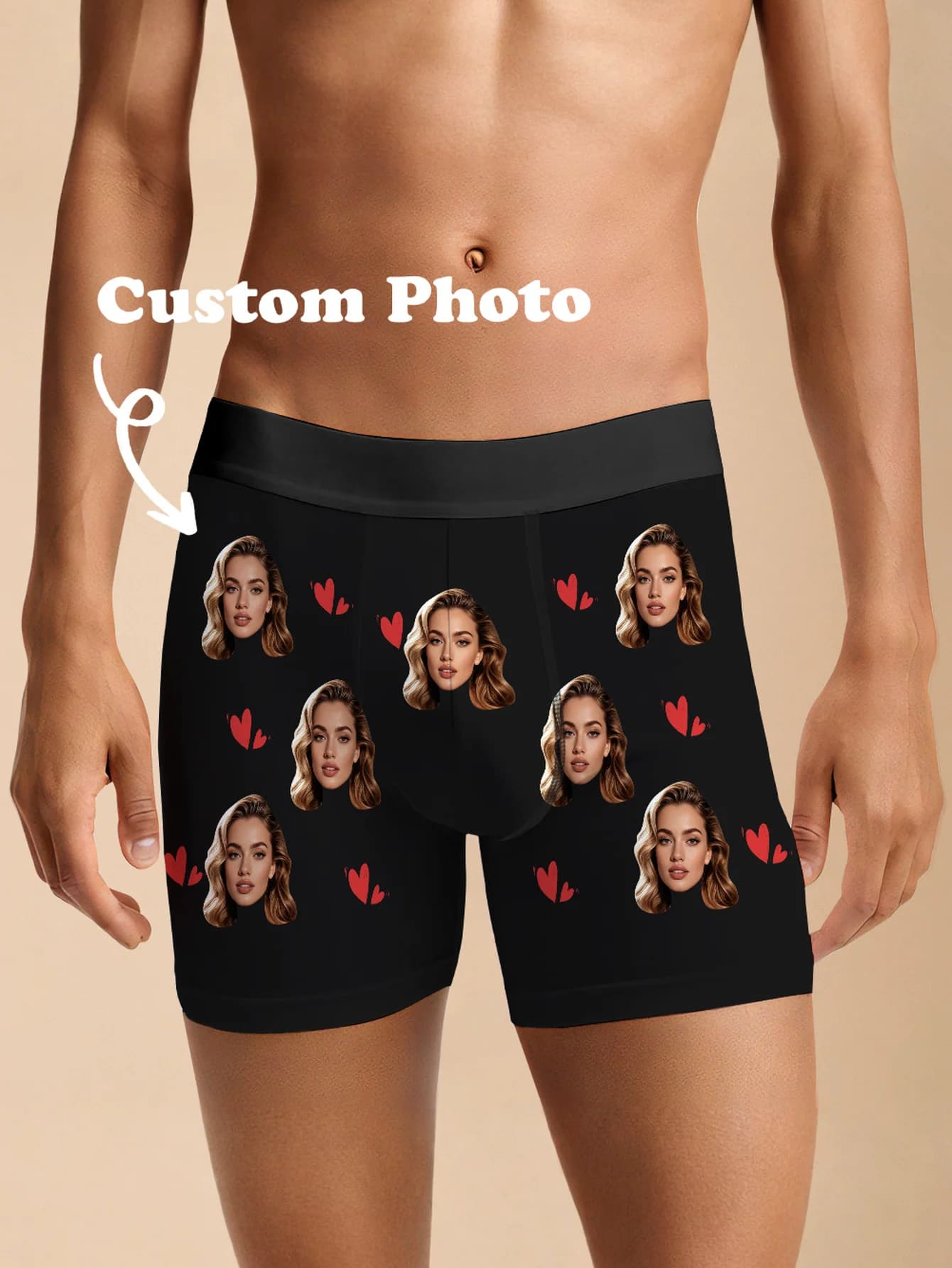 Custom Valentine's Day Boxer for Men, Custom Male Intimate, Customized Slip Boxer
