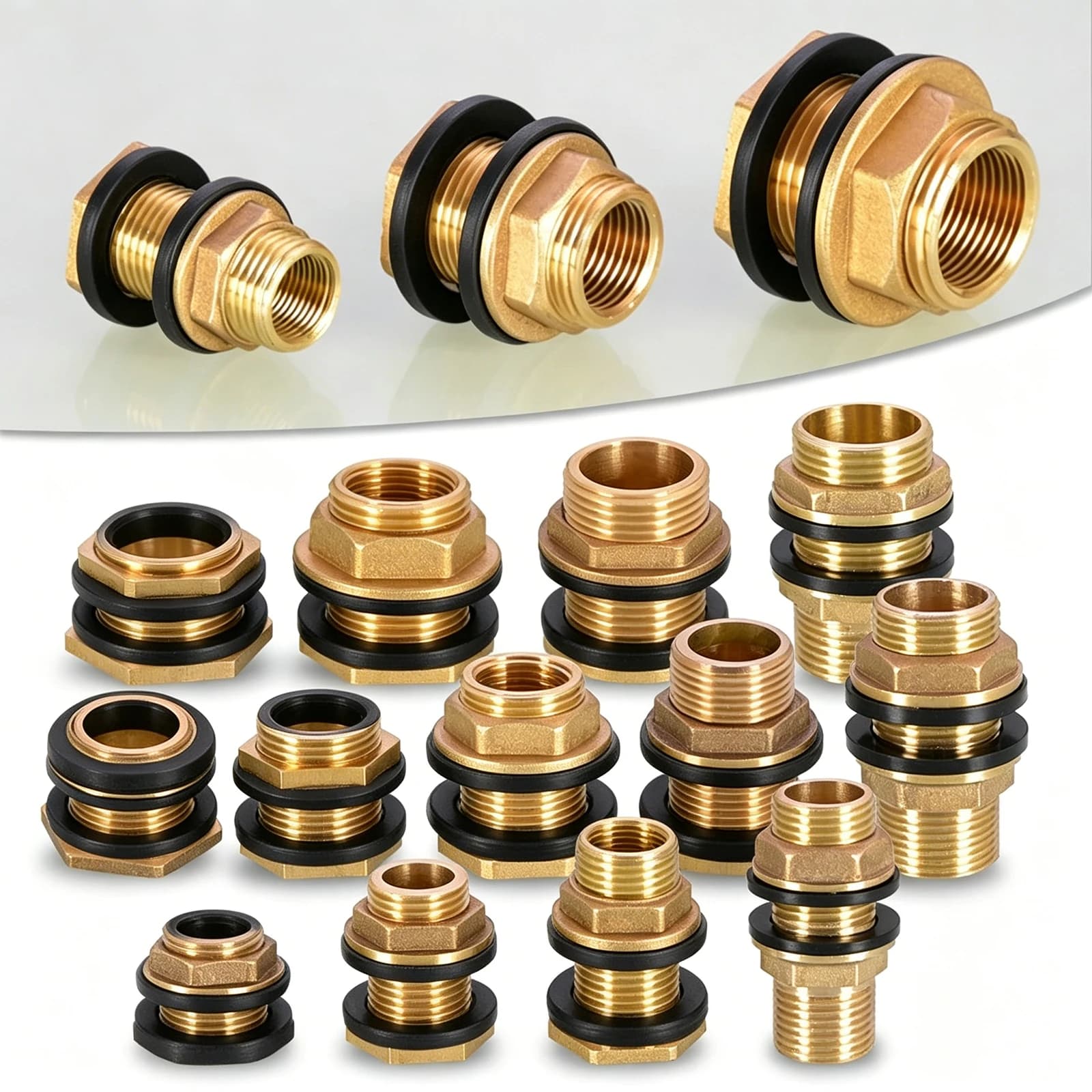 1/2" 3/4" 1" Brass Water Tank Connector Silicone Gasket Copper Pipe Fish Tank Coupling Joint Garden Irrigation Pipe Hose Adapter