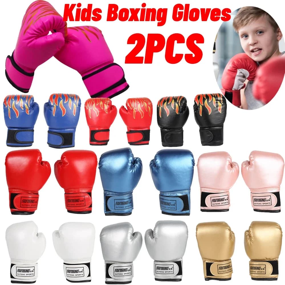 2 pcs boxing gloves for children MMA fighting gloves in PU leather boxing bag Kickboxing professional Thai gloves for children training for children