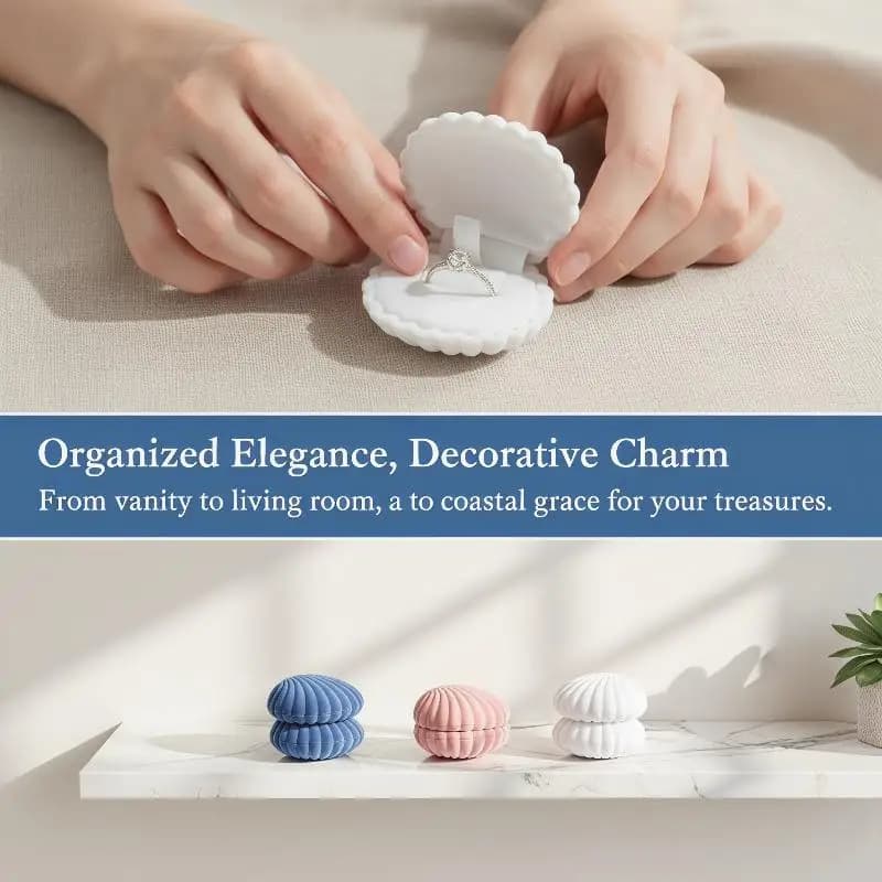 Shell Crown Star Shaped Flocked Jewelry Box Anti-oxidation Storage Organizer for Rings Necklaces Gift for Girlfriend Wife