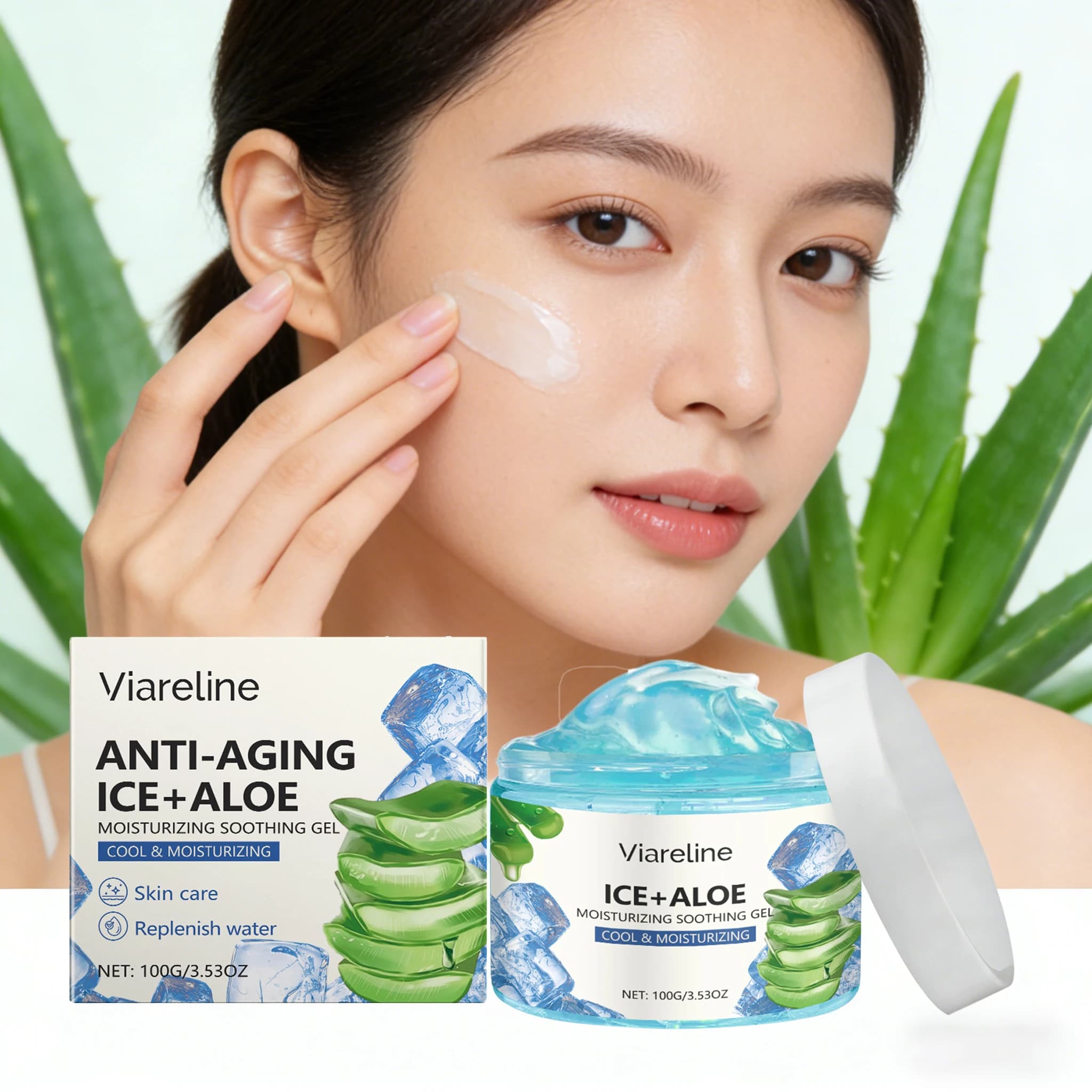 Gel di Aloe Vera 100G, Idratante Profondo, Lenitivo, Riparatore per Arrossamenti e Scottature Solari, Sollievo dal Disagio Cutaneo, Gel Idratante per il Viso per l'Estate