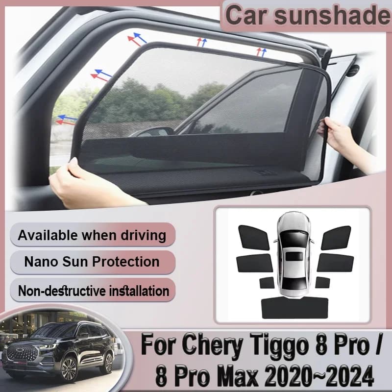 For Chery Tiggo 8 Plus Pro Max 2020~2024 2022 2023 Car Mesh Sunshade Window Magnetic Visor Sun Shade Curtains Auto Accessories